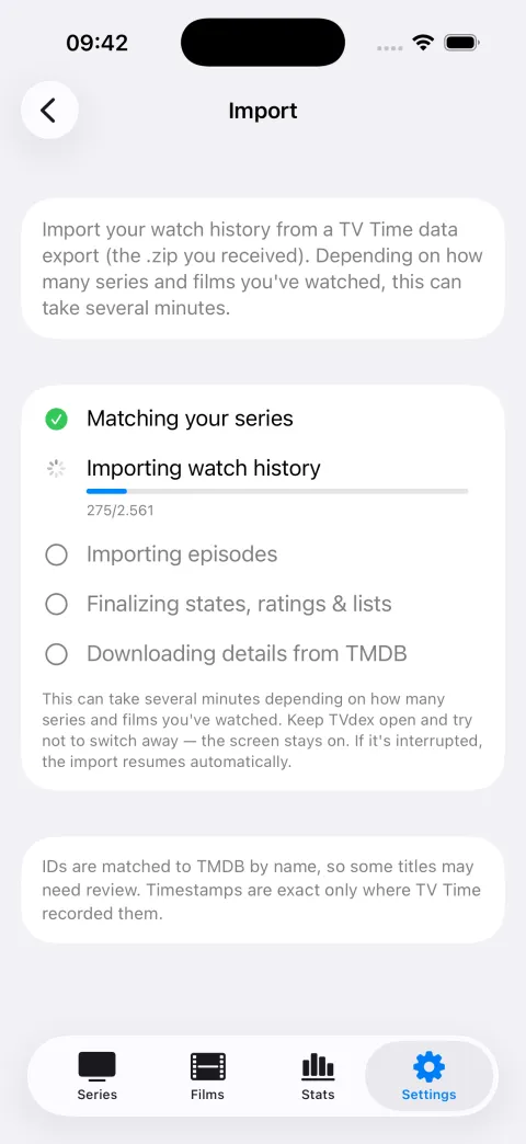Import from TV Time