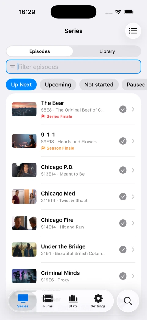 Series & Up Next